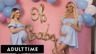 Vadító terhes barinők hármasban: Rylee Blake és Aubrey Kate kefélnek egy hűtlen férjjel!