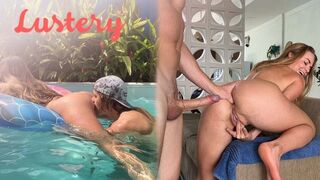 Buxom szöszke amateur seggét szexelik úszás után